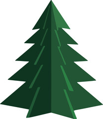 Simple green Christmas tree icon in a modern geometric or papercraft style. Vector illustration for the holiday season, isolated on a white background.
