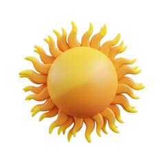 Stylized sun icon 3d rendered isolated on transparent background