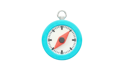 3D Compass Pointing North on White Background