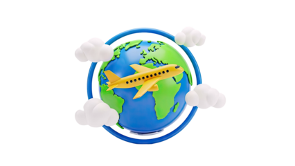 Airplane Flying Around the World: Travel Concept