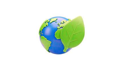 Earth Globe with Leaf Symbolizing Environmental Protection