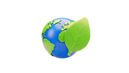 Earth Globe with Leaf Symbolizing Environmental Protection