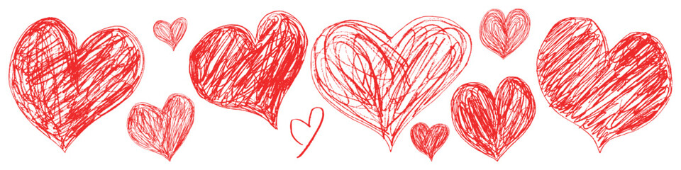 落書きタッチのかわいいハートイラスト素材