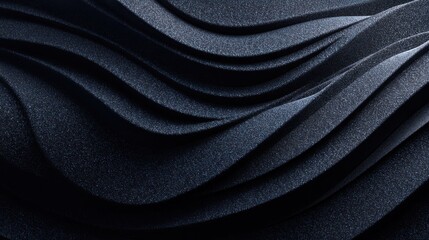 Gradient glass morphism background black and navy abstract waves on blurred background