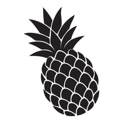 Obraz premium pineapple icon with leaf, tropical fruit isolated on white background
