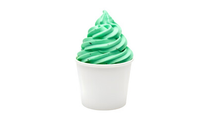 Mint green ice cream swirl in cup, isolated on white or transparent background. PNG