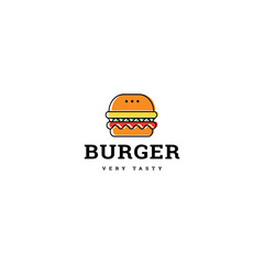 Flat vector burger logo illustration template