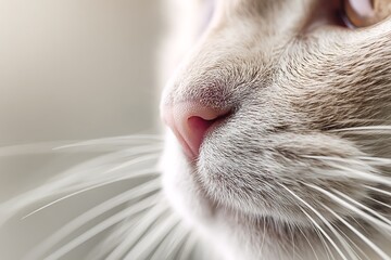 Close-up of a cat's nose and whiskers in soft focus