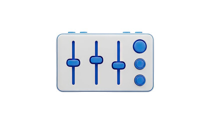 3D Render of Blue and White Control Panel with Sliders and Knobs