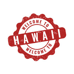 Red grunge Welcome to Hawaii rubber stamp seal for travel and tourism