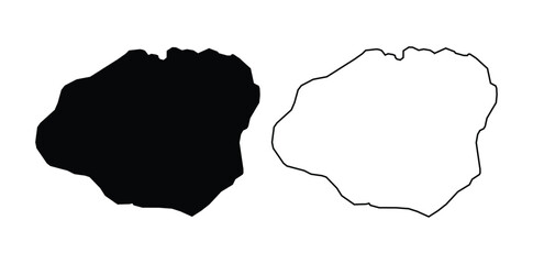 Kauai island map set with black silhouette and outline version isolated on white background element