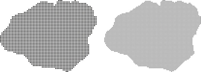 Kauai island map set featuring black dotted halftone pattern isolated on white for modern layouts