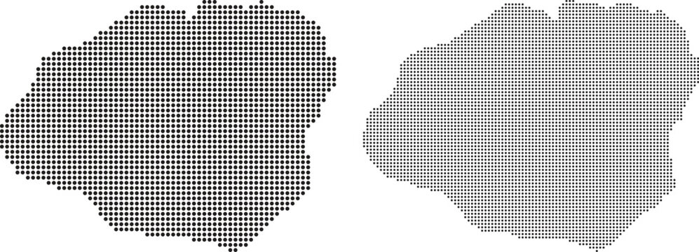 Kauai island map set featuring black dotted halftone pattern isolated on white for modern layouts