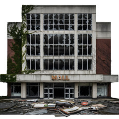 Abandoned Mall Facade isolated on transparent background