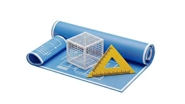 Architectural Blueprint with Tools: Design and Construction Concept - Powered by Adobe