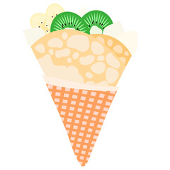 クレープのイラスト素材（キウイ・バナナ）