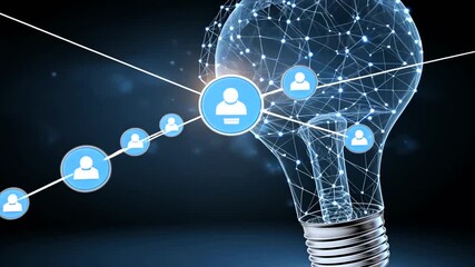 Abstract lightbulb with network connections representing social media and technology. - Powered by Adobe