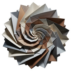 Origami spiral, neutral tones isolated on transparent background