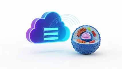 Cloud computing technology integrated with a biological cell structure for data processing and analysis