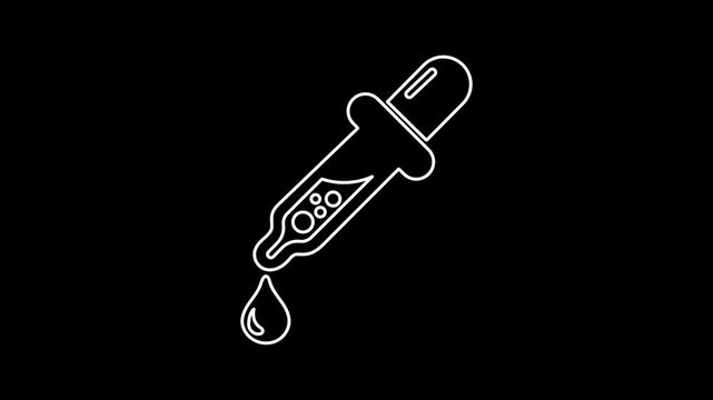 Black dropper with liquid drop on white background
