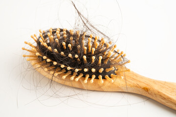 Hair loss fall with comb bush serious problem health, beauty and cosmetic.