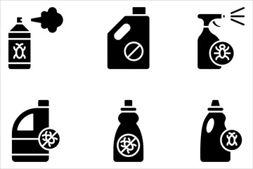 Pesticide icon set, bottle with Bug icon on white background
