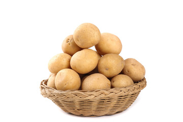 Fresh Mini Potatoes in Woven Basket - Healthy Food Photography