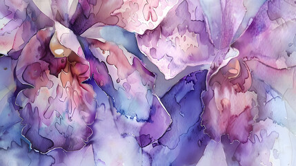 watercolor macro purple orchid detailed petals