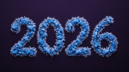 2026 Salt Crystal Numerals Growing Blue Indigo Paper Microscopic Intricate