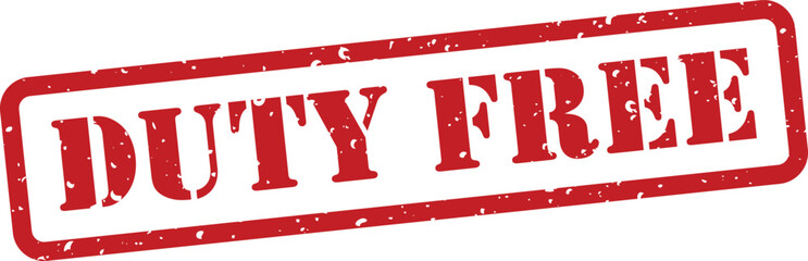Red duty free stamp on white background