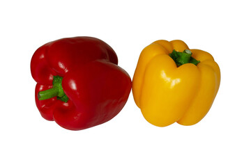 red and yellow bell peppers isolated