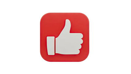 3D Red Social Media Thumbs Up Icon