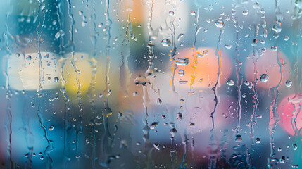 watercolor macro raindrops on window glass blur