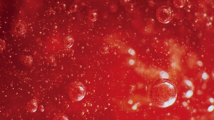 Close-up of red bubbles macro texture. AI generated
