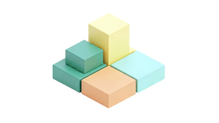 Obraz premium Colorful Cubes Arranged in a Stack on White Background