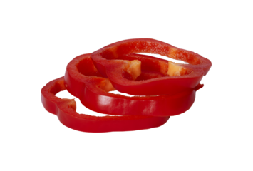 stack of red bell pepper ring isolated