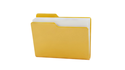 Yellow Folder with White Papers Icon - Digital Illustration