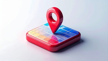 3D illustration of a smartphone with a GPS navigation map and location pin symbol for mobile technology communication and travel during New Year 2008