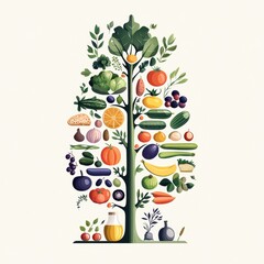 Vibrant Illustrated Balanced Diet Infographic with Seasonal Produce for Healthy Eating Guidance