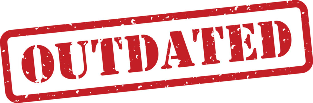 Red rubber stamp with outdated text