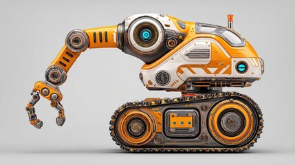 Futuristic robotic arm equipped with multispectral sensors for innovative inspection in industry environments