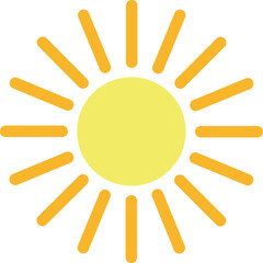 Bright Yellow Sun Icon Representing Summer and Sunny Weather