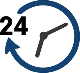 24 Hours Service and Support Clock Icon