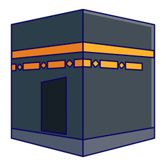 Simple Flat Design Kaaba Islamic Religious Building Holy Place Illustration