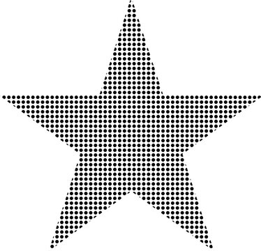 Black star symbol made of dots on white background