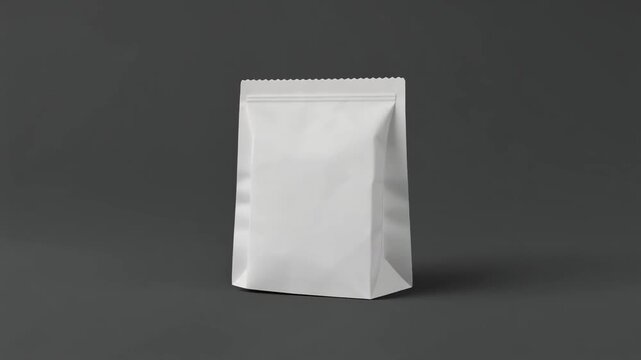 white blank pouch packaging reveal on dark background