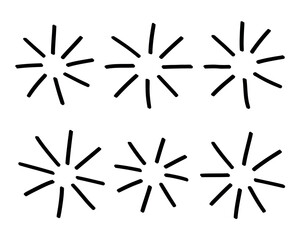 Simple hand drawn starburst elements for design and decoration