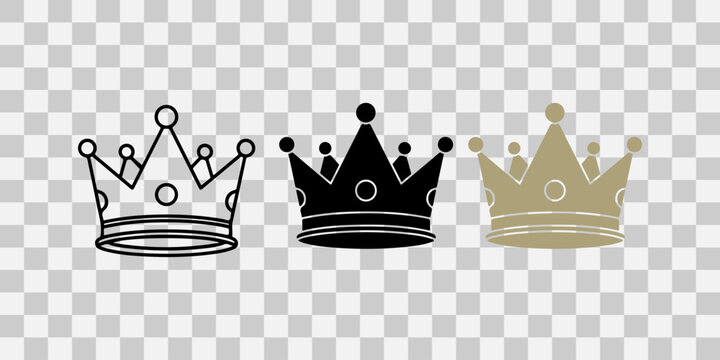 Three crown icons in different styles and colors