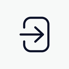 Modern minimalist login or sign in line icon vector, featuring an arrow entering a door frame