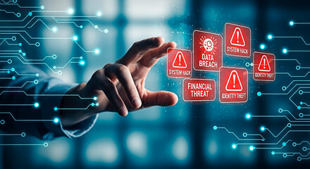 Cybersecurity Alert concept with a digital interface to show the threat.